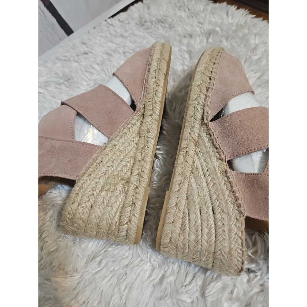 Jutelia Pink Suede Leather Espadrilles Wedge 3